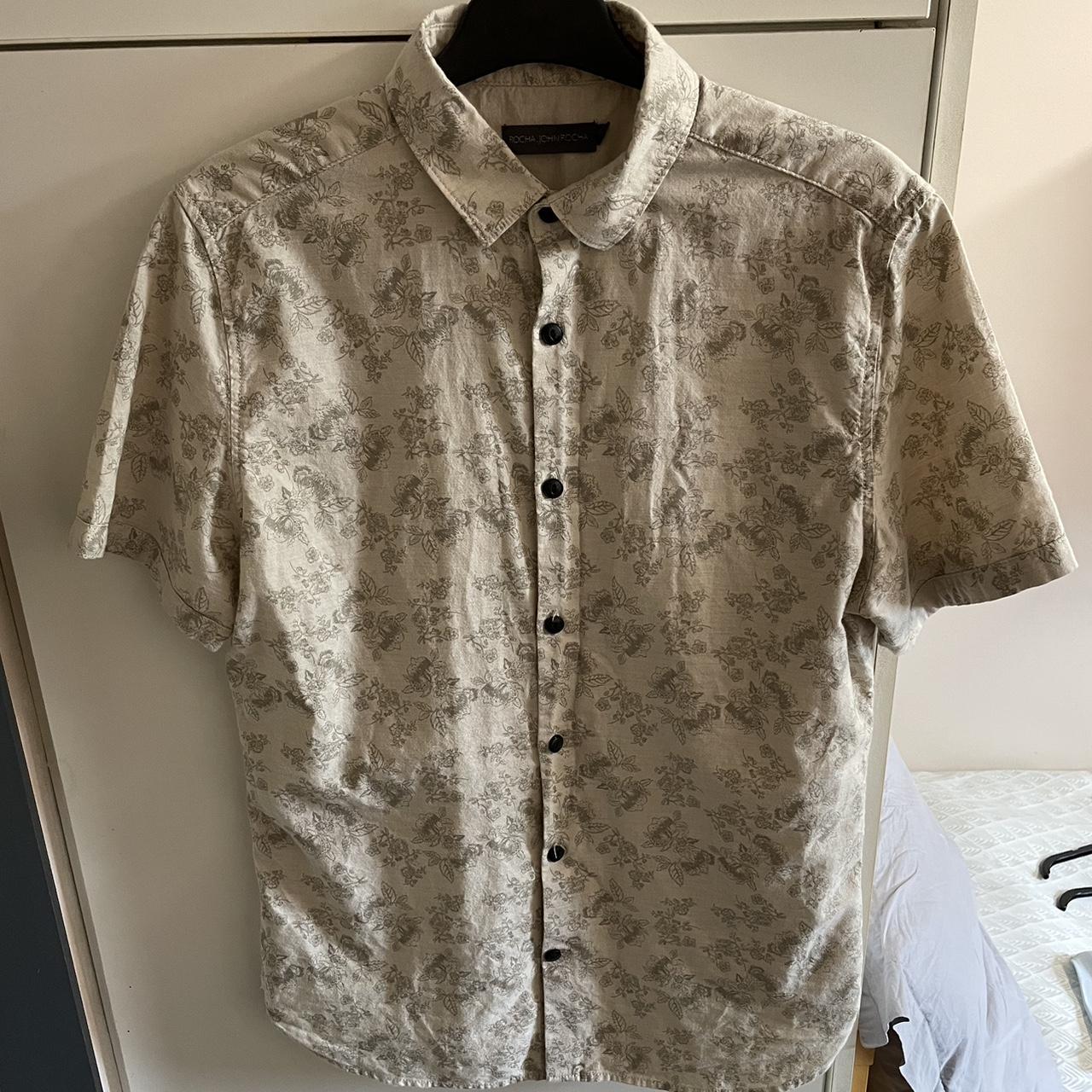 John Rocha floral shirt in cream with black... - Depop