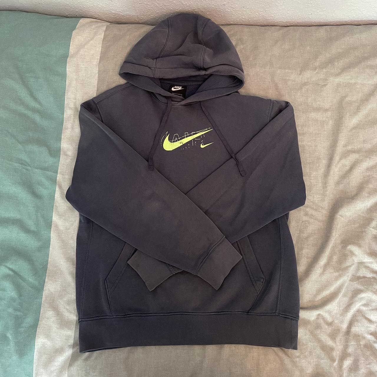 nike air hoodie grey and green