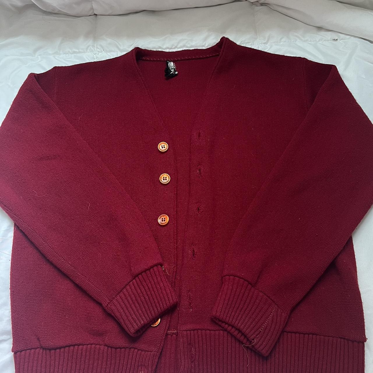 red cardigan super cute basic to have in the closet... - Depop