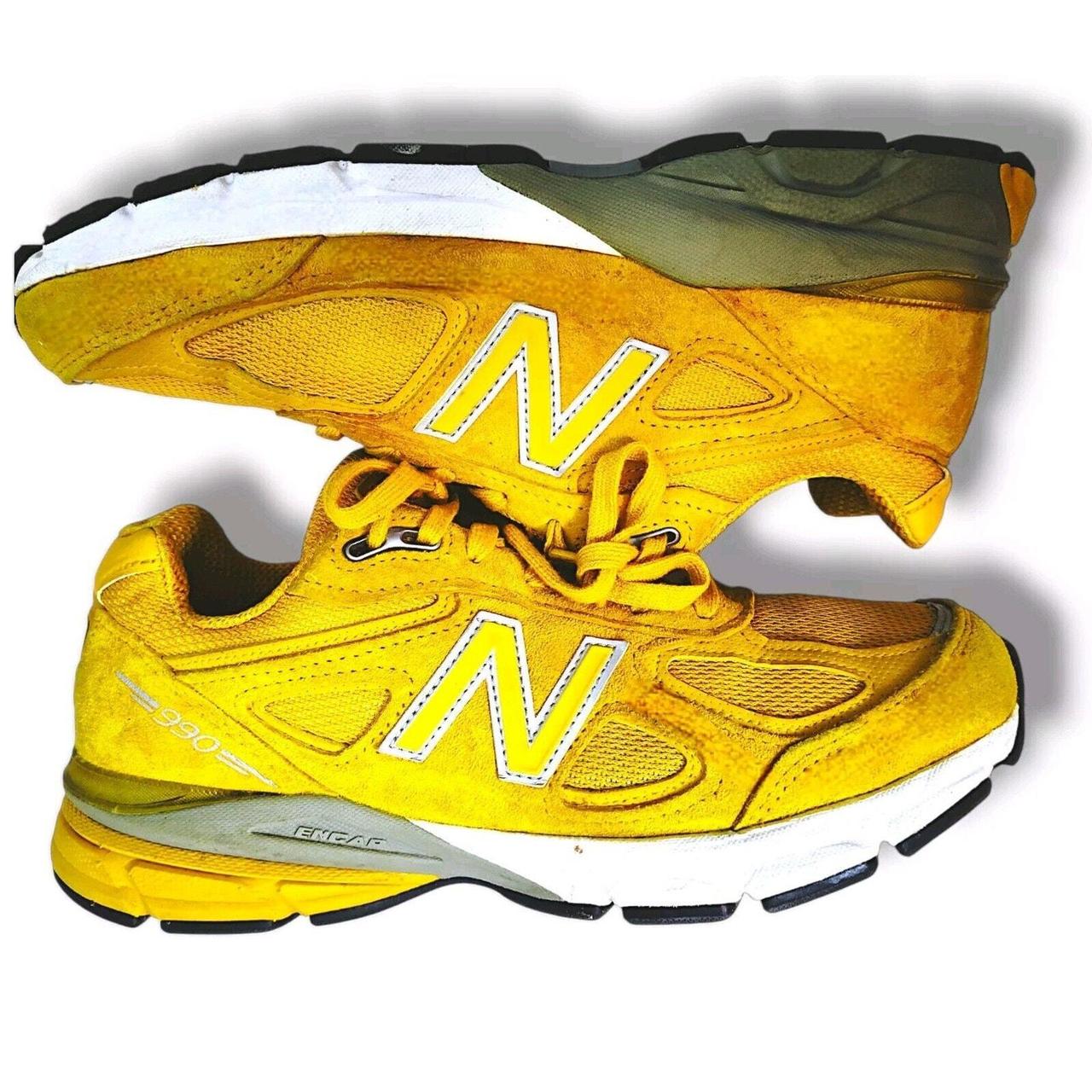 New Balance 990v4 yellow suede running shoes Mens