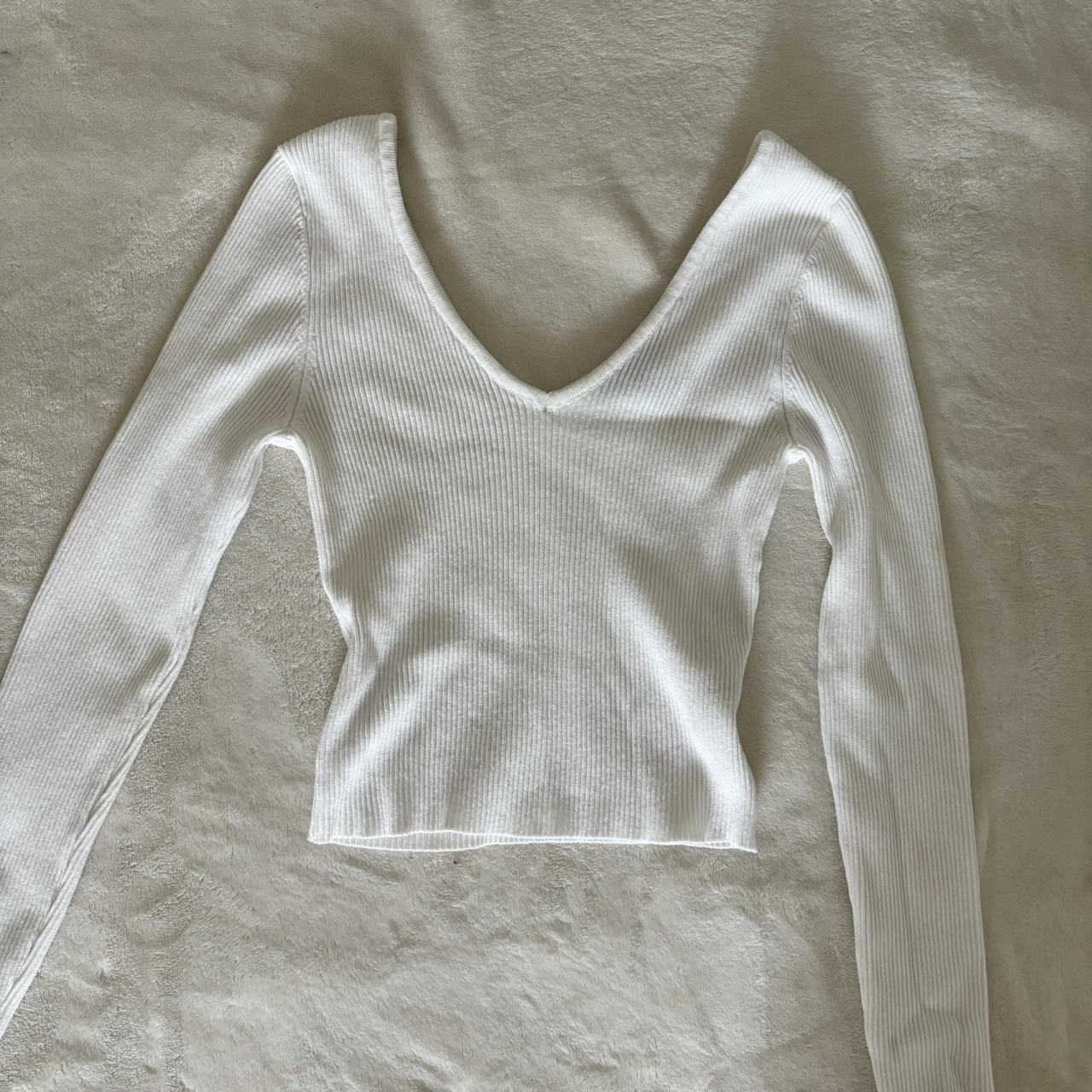 Forever 21 V cut white long sleeve