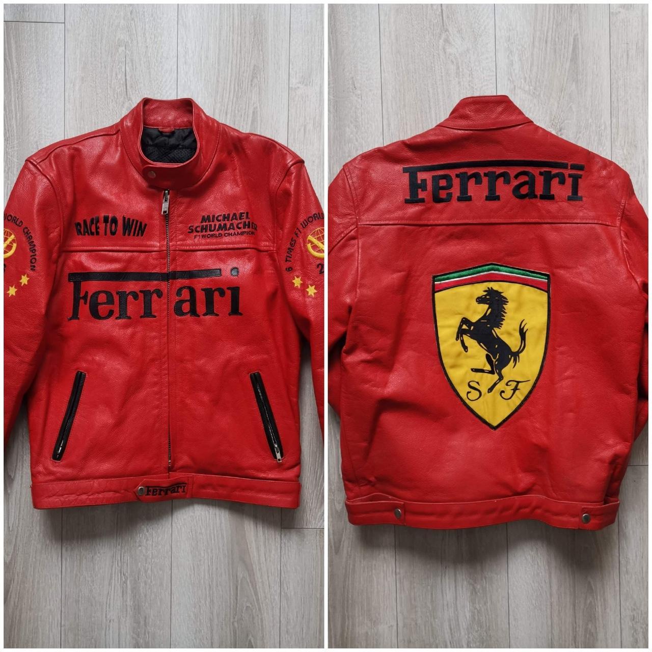 Ferrari Leather Jacket Michael Schumacher... - Depop