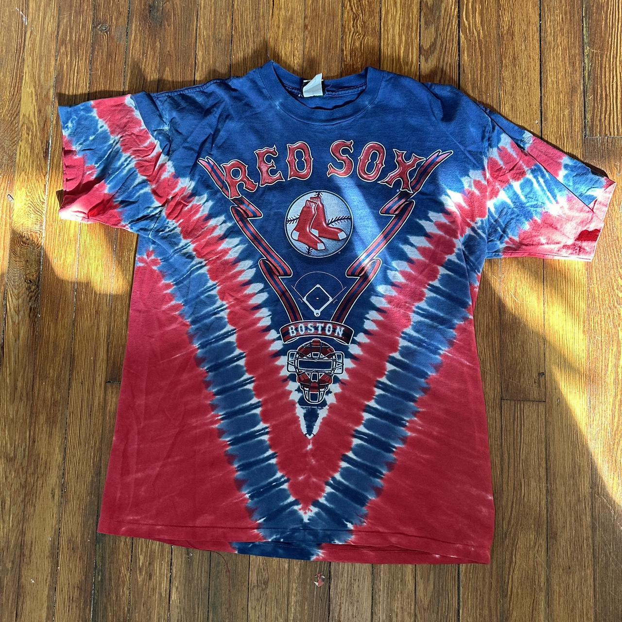 Boston Red Sox Tee Liquid Blue retro Red Sox tshirt - Depop