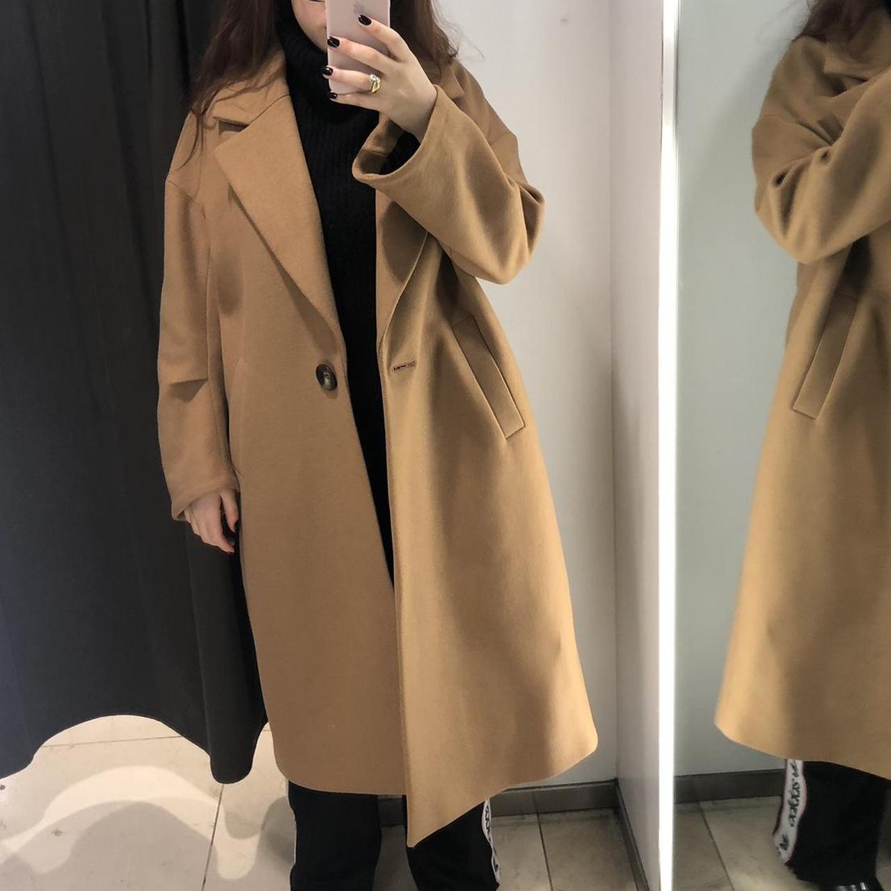 Zara brown wool oversized coat. In very good... Depop