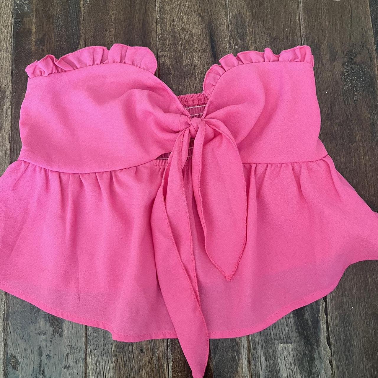 super cute strapless pink top cute top for a beach... - Depop