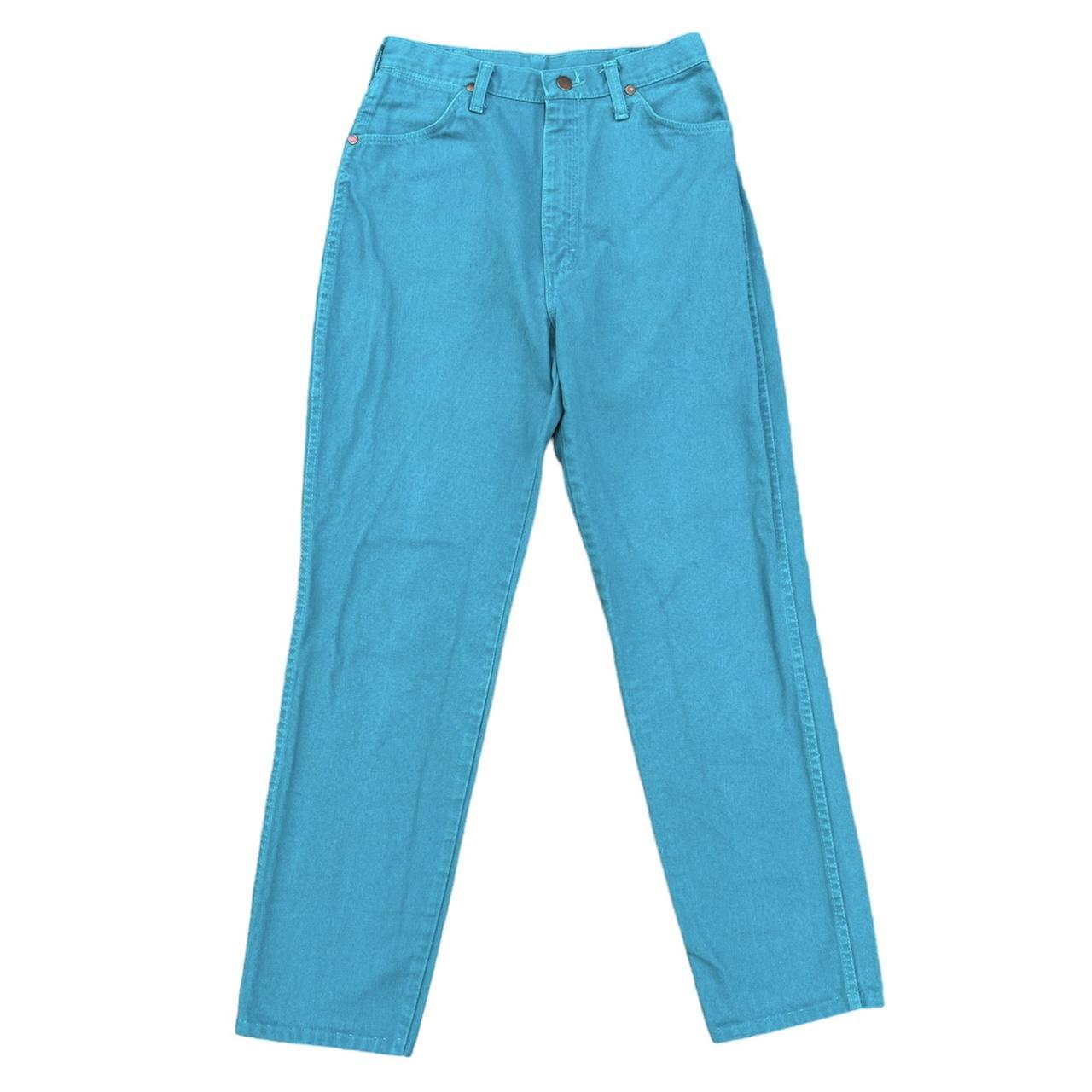 Wrangler Women's Blue and Green Jeans | Depop