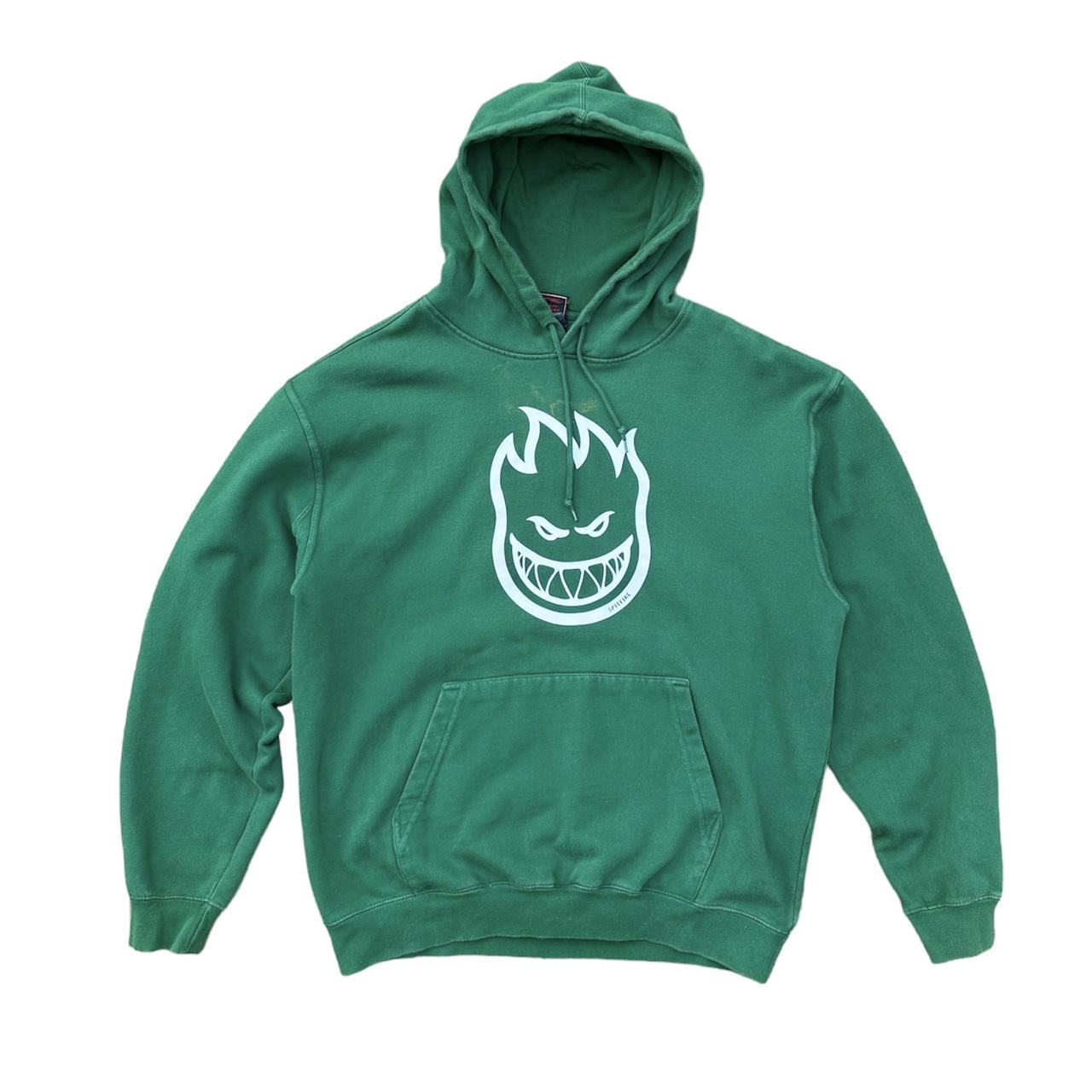 Spitfire Men's Green and White Hoodie | Depop