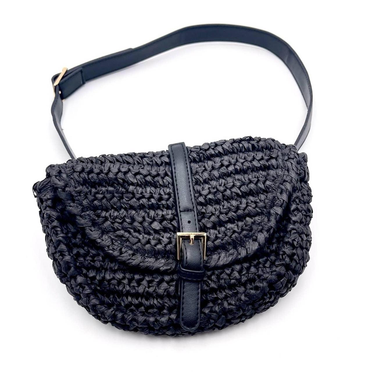 9872 mjrA SURELL Women s black straw fannypack