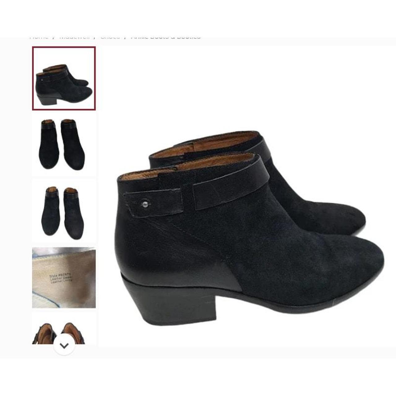 MADEWELL Charley Black Suede Snap Leather Ankle outlet Heeled Booties Boots Women's 7