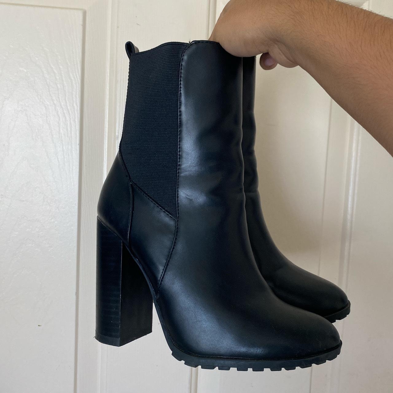 Heeled midi boots. Size US 6. Color black. Wore a... - Depop