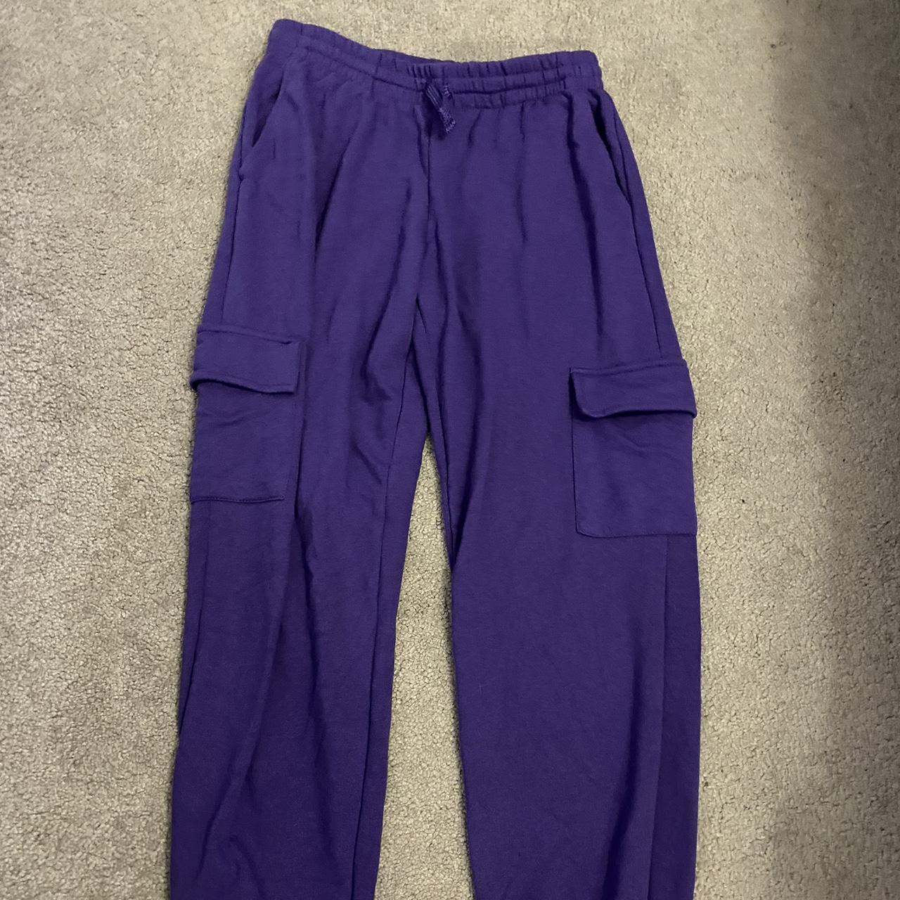 Purple jogger cargos, in excellent condition size... - Depop