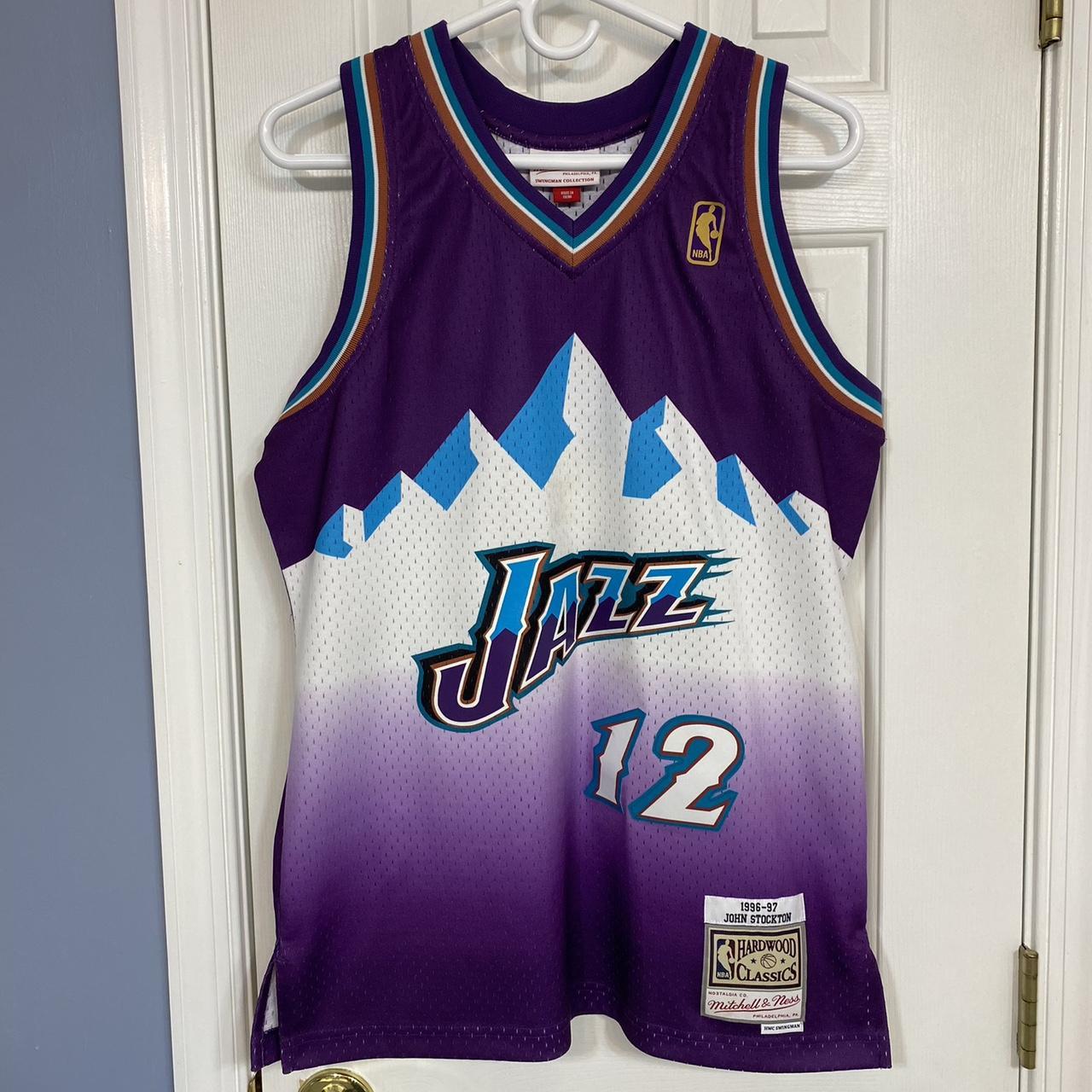 John Stockton Utah Jazz Mitchell and Ness Men's Purple Throwback Jesey