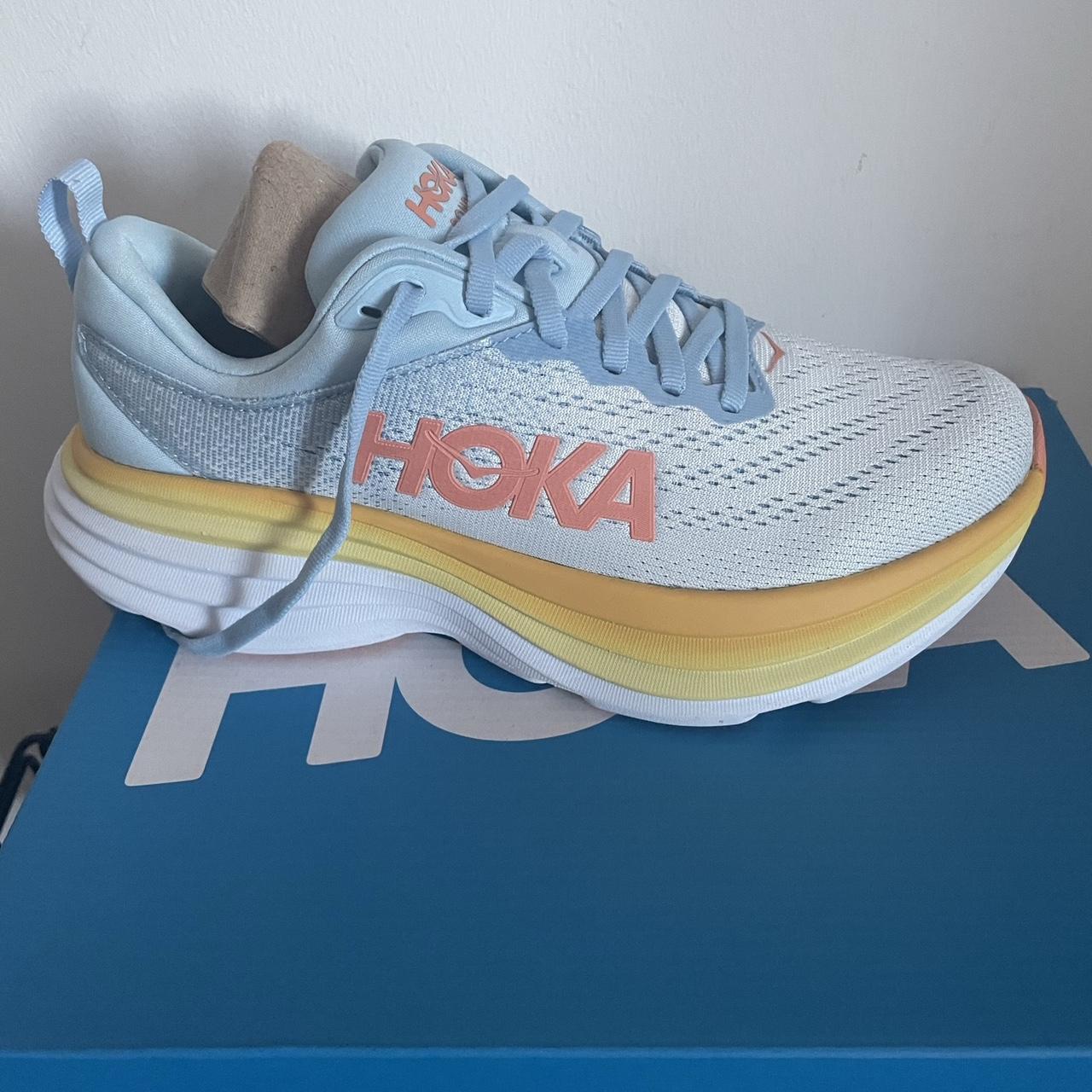 Hoka One One Women's Orange and Blue Trainers | Depop