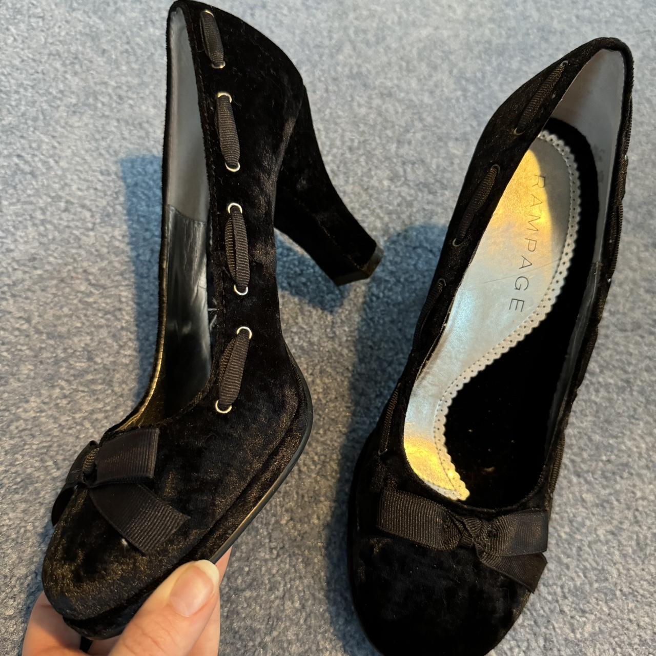 velvet bow heels