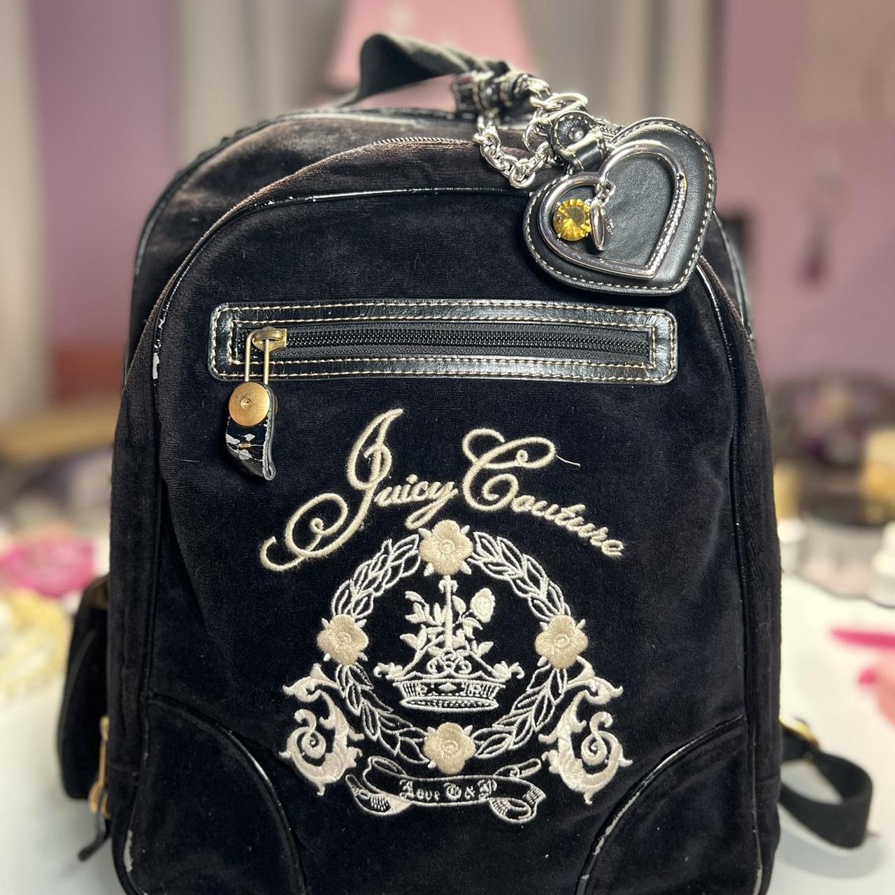 JUICY COUTURE BLACK CANVAS ROCK MY COUTURE popular vintage backpack