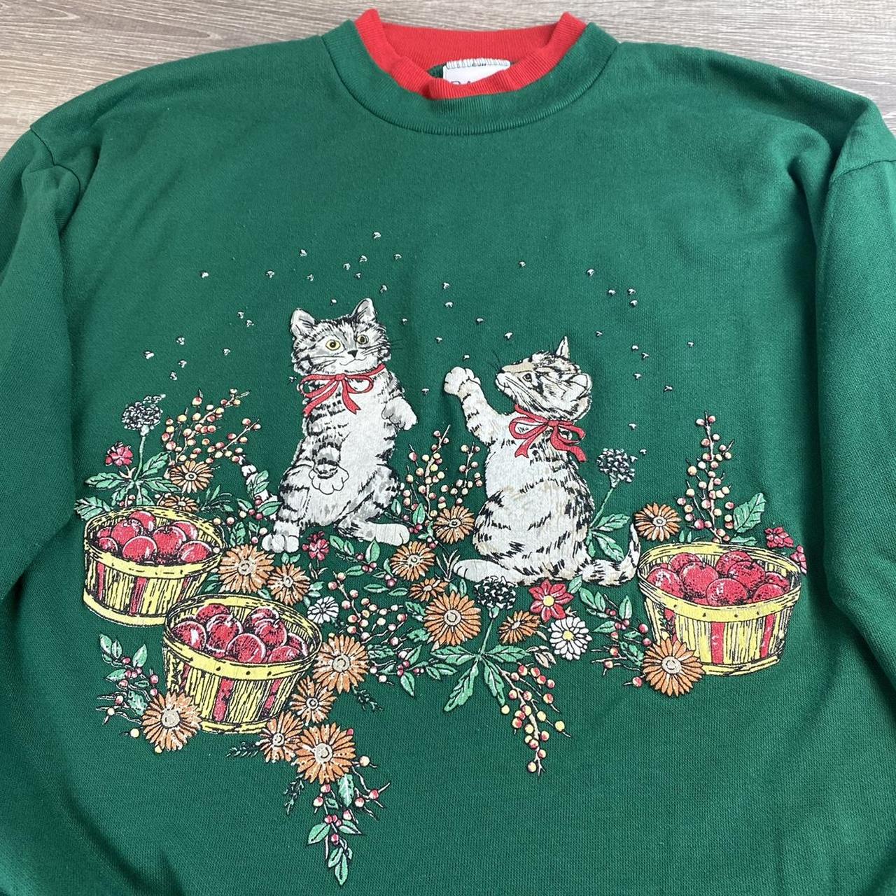 Vintage 90s Kittens playing in Flowers Crewneck... - Depop