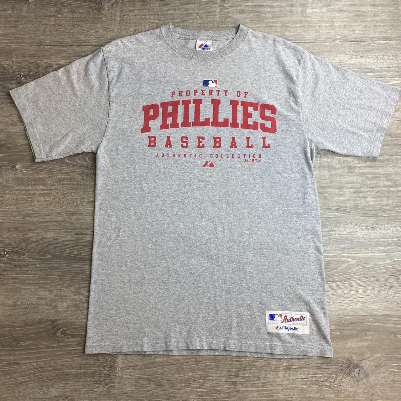 Philadelphia Phillies Gray Men's Size Large MLB Authentic Majestic T-Shirt