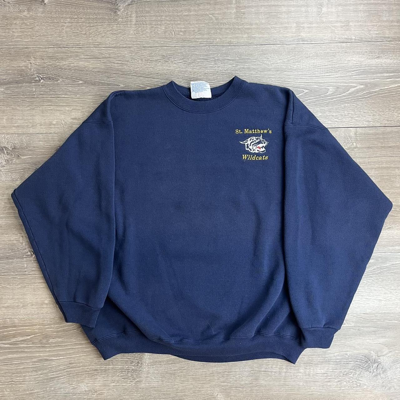 Vintage 90s St. Matthews Wildcats Crewneck Pullover... - Depop