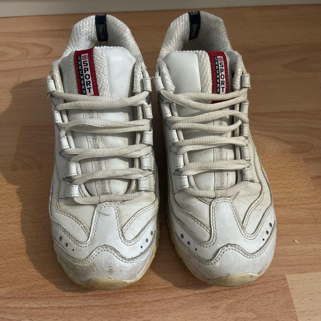 Skechers White trainers, well worn - Depop