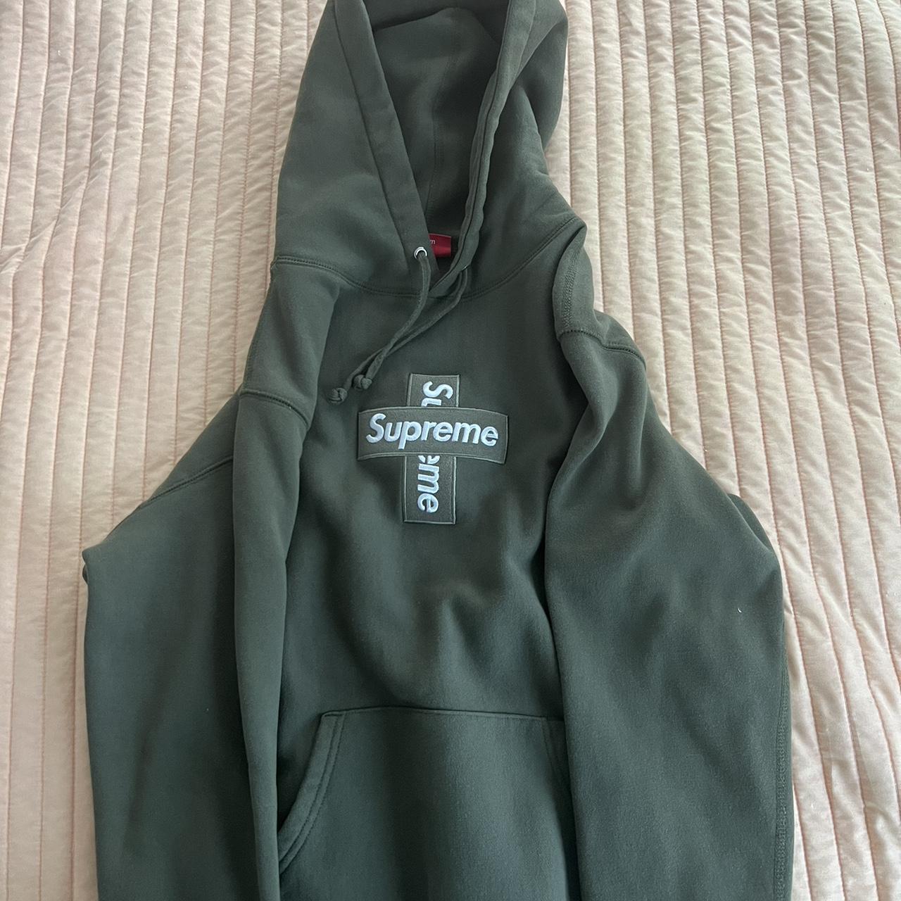 Cross logo forrest green supreme hoodie brand new... - Depop