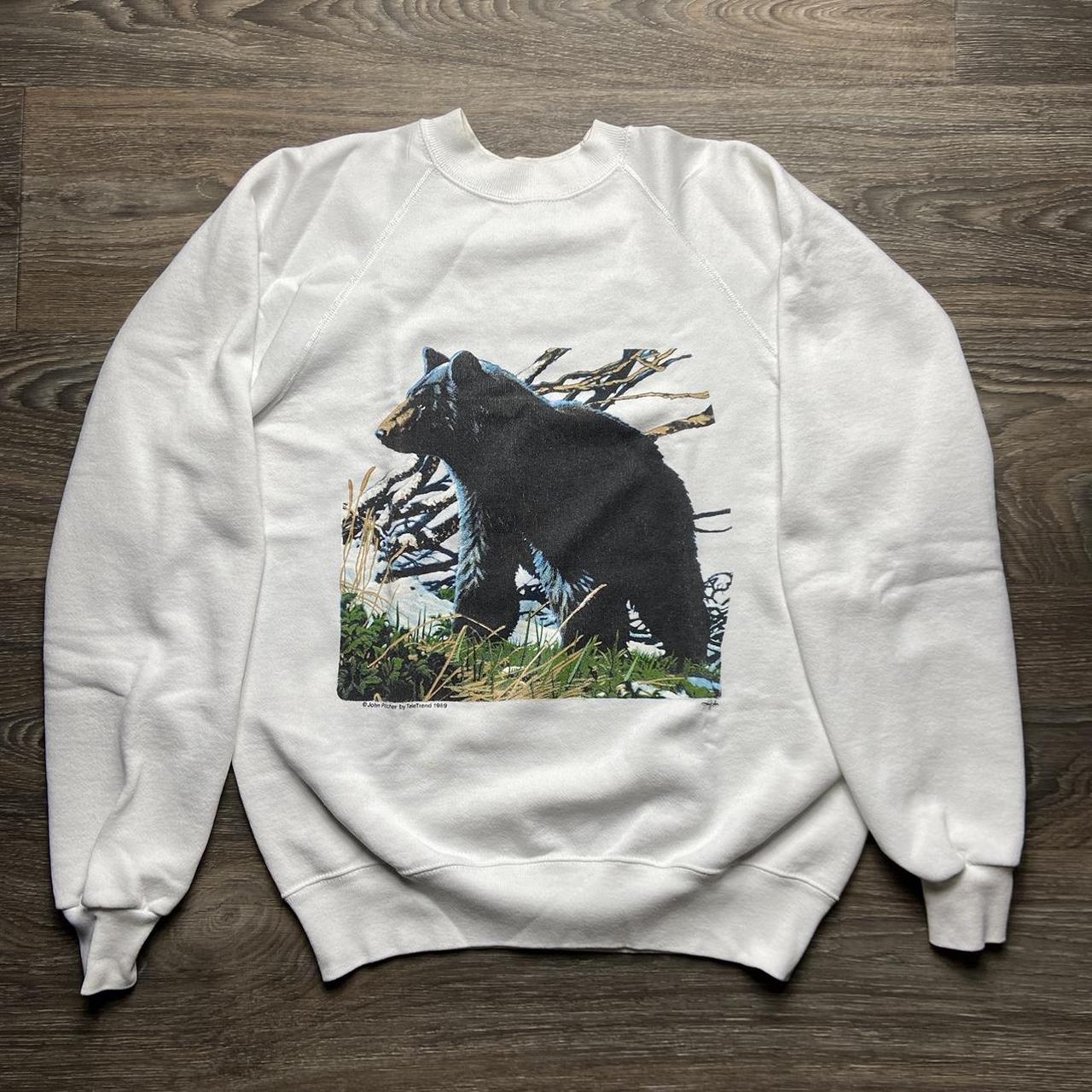 Vintage 90’s black bear nature sweater sweatshirt... - Depop