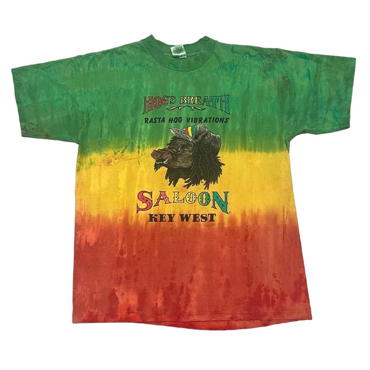Vintage 90s hogs breath saloon tye dye Rasta vibes... - Depop