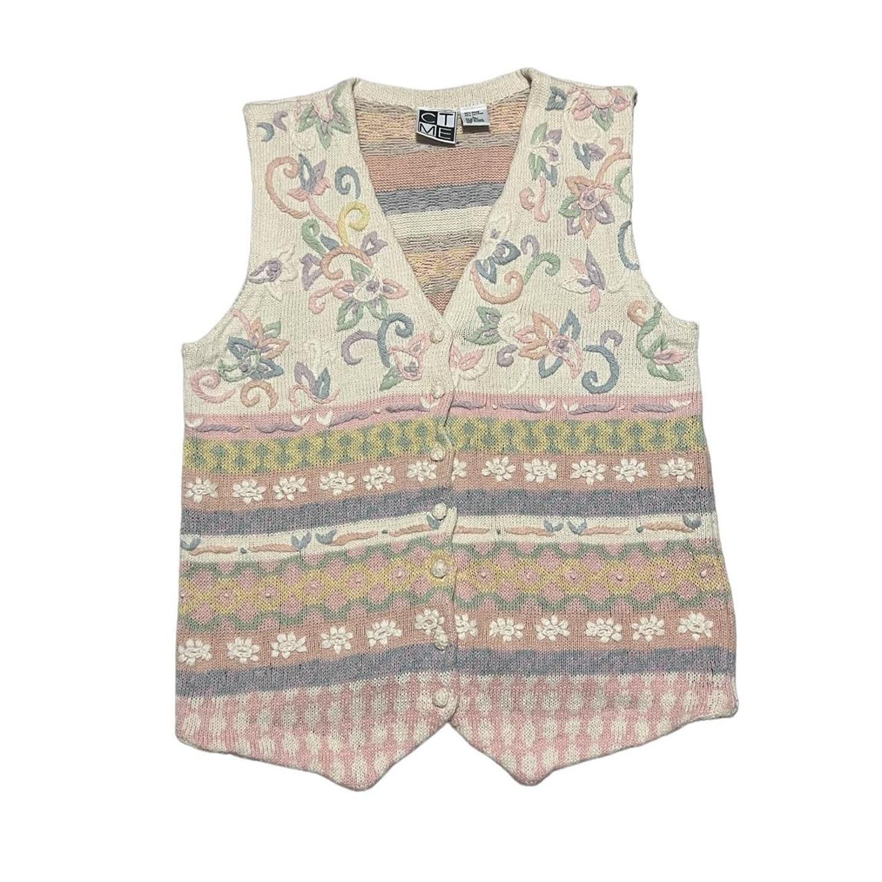 Vintage 90s pastel knit vest in excellent condition.... Depop