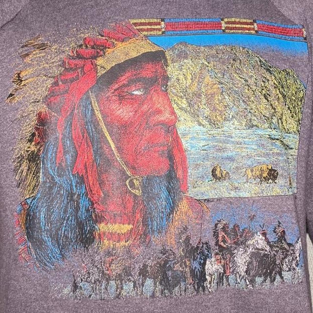 80s Indian chief horse print sweatshirt. In a mens... - Depop