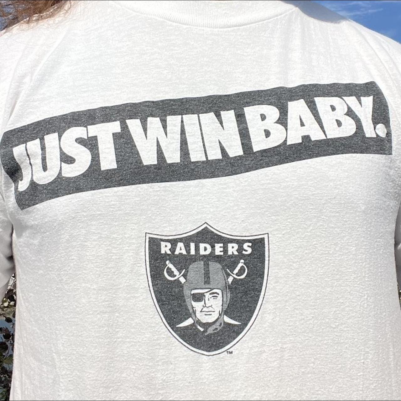 90s LOS ANGELES RAIDERS NFL NIKE SPOOF JUST WIN BABY...