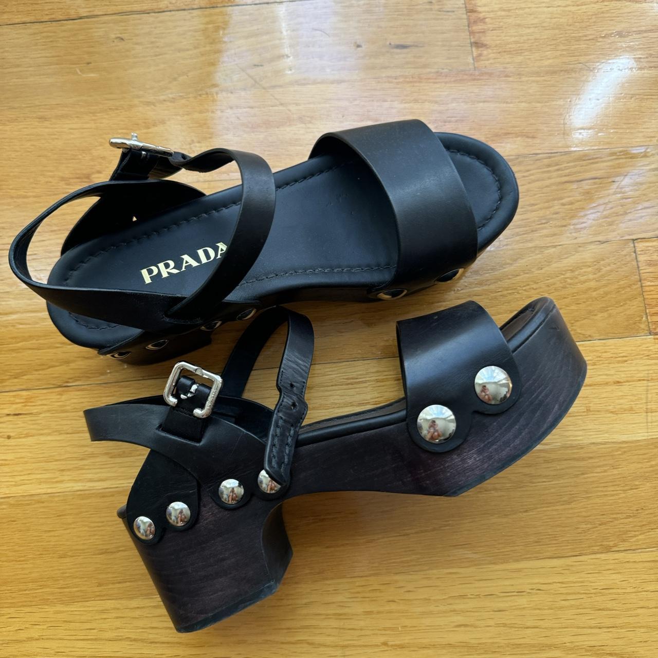 Prada studded leather sandals hotsell