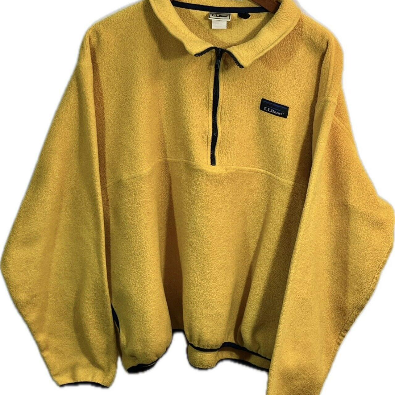 Vintage 90s LL Bean Fleece Pullover - Large Yellow... - Depop