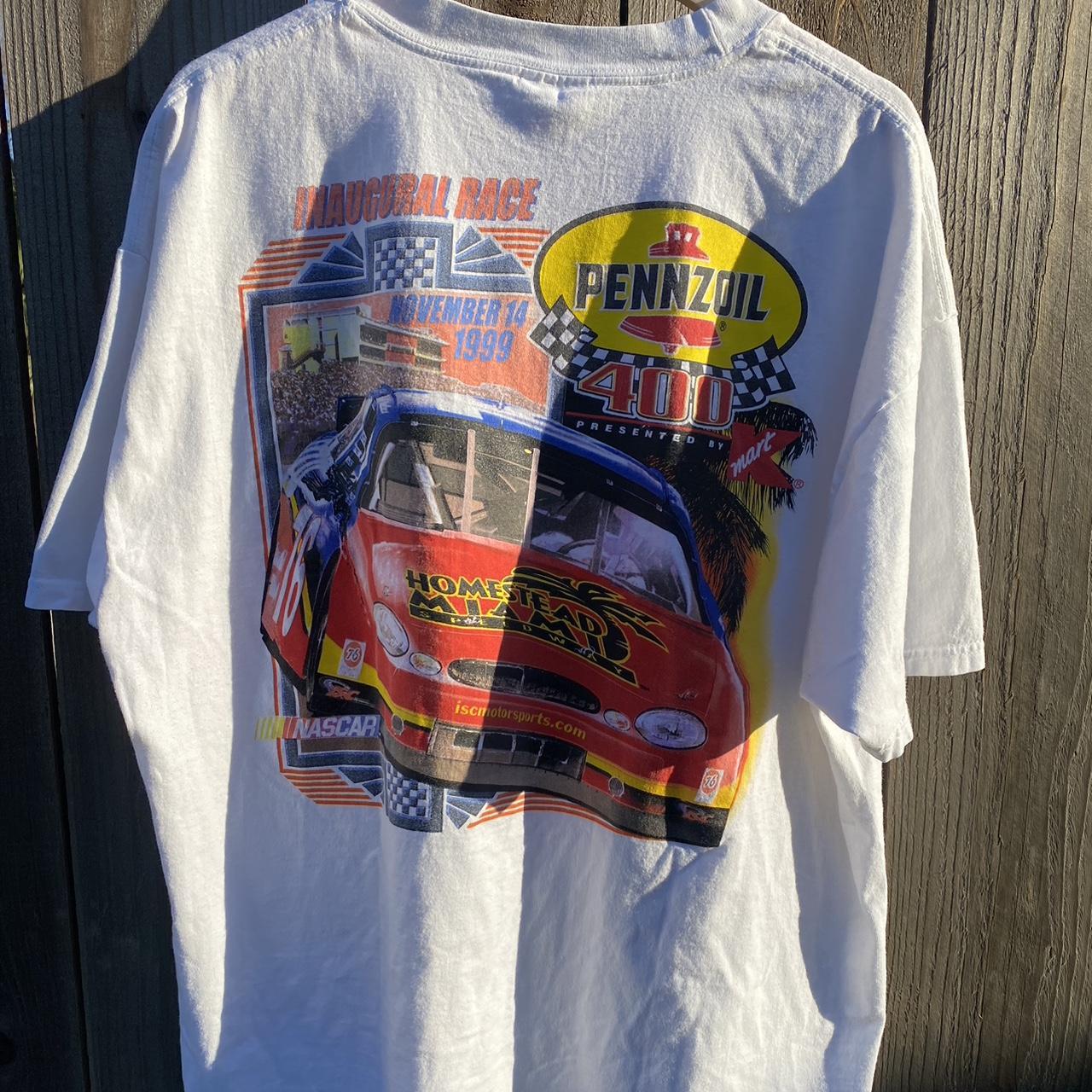 NASCAR Men's White and Blue T-shirt | Depop