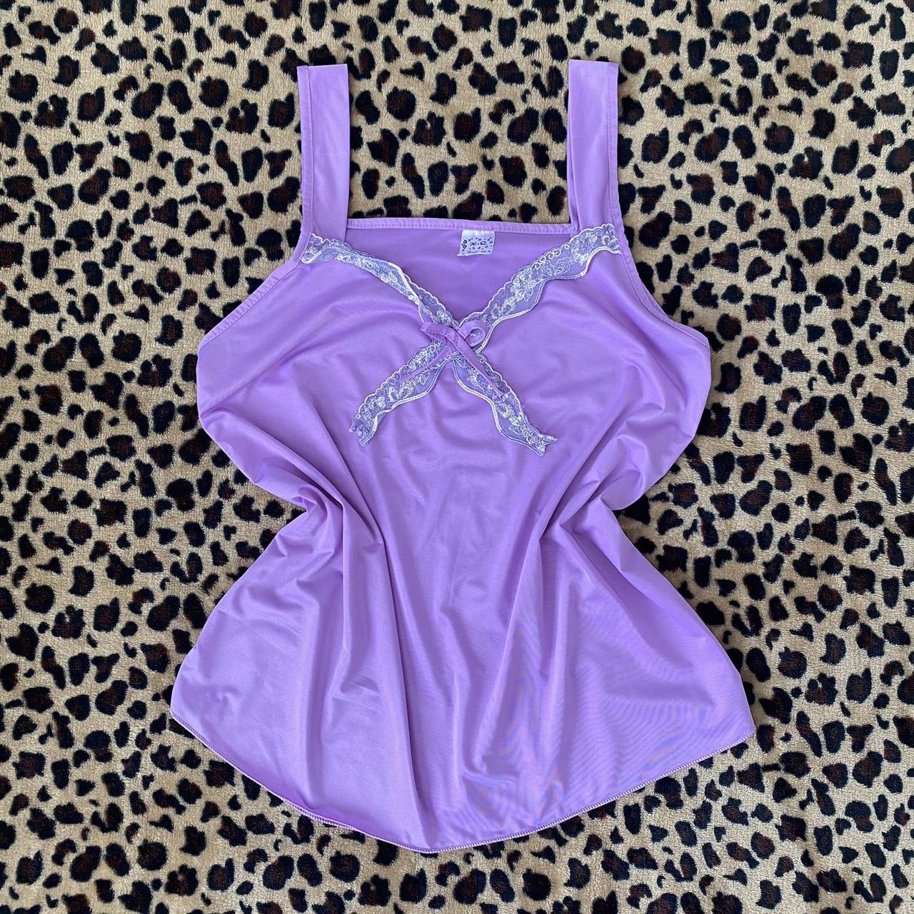 adorable purple coquette lace cami tank top! no size... - Depop