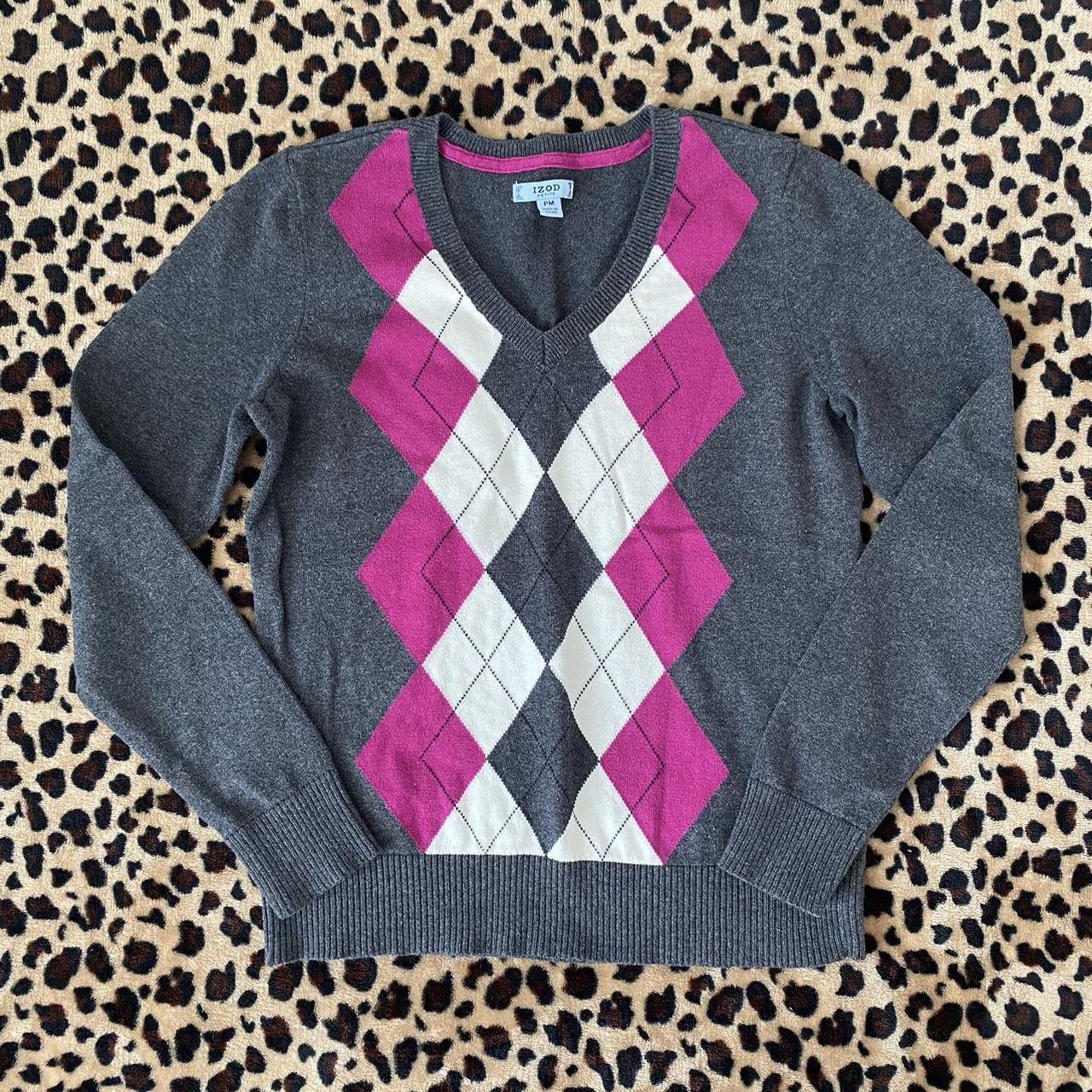 Y K Preppy Argyle Sweater From Izod No Noticeable Depop