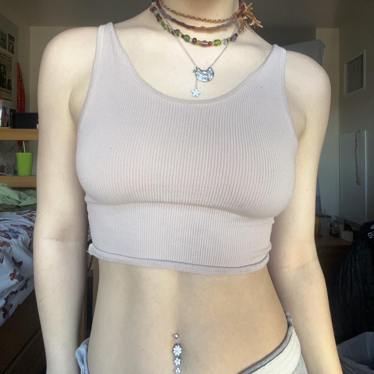 Urban Outfitters Women's Cream Crop-top