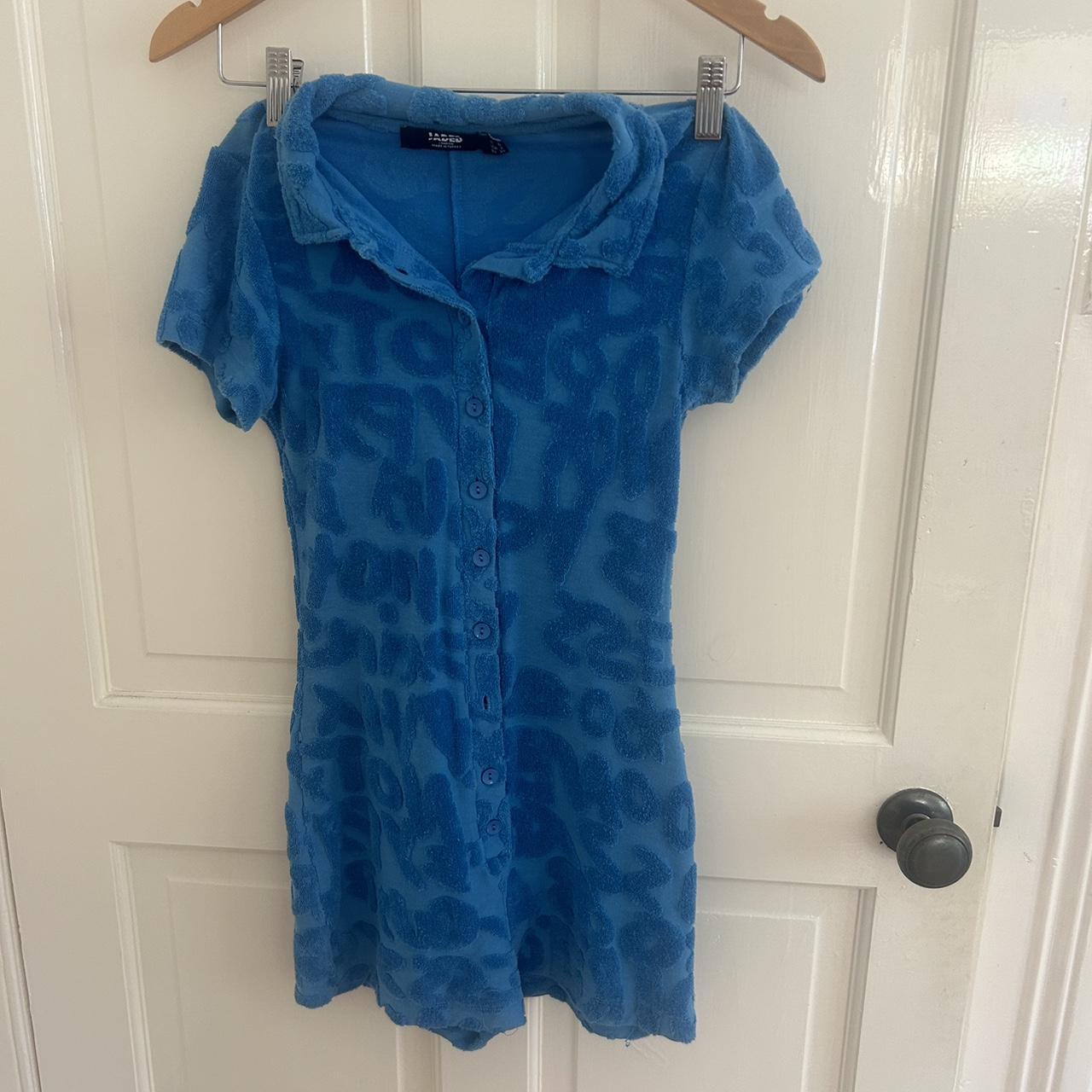 Jaded London Towelling Playsuit Blue Depop