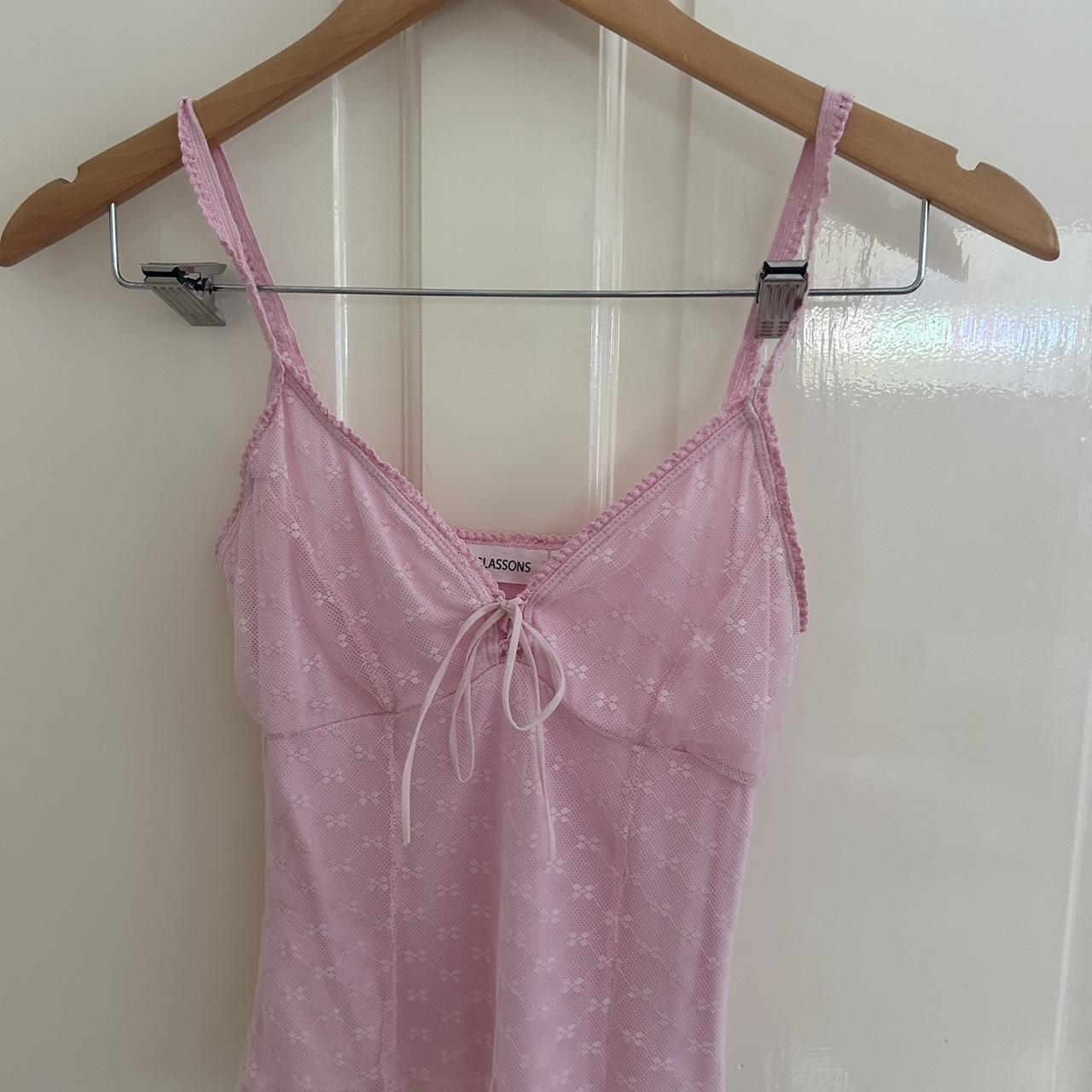 glassons pink lace cami xs good condition - Depop