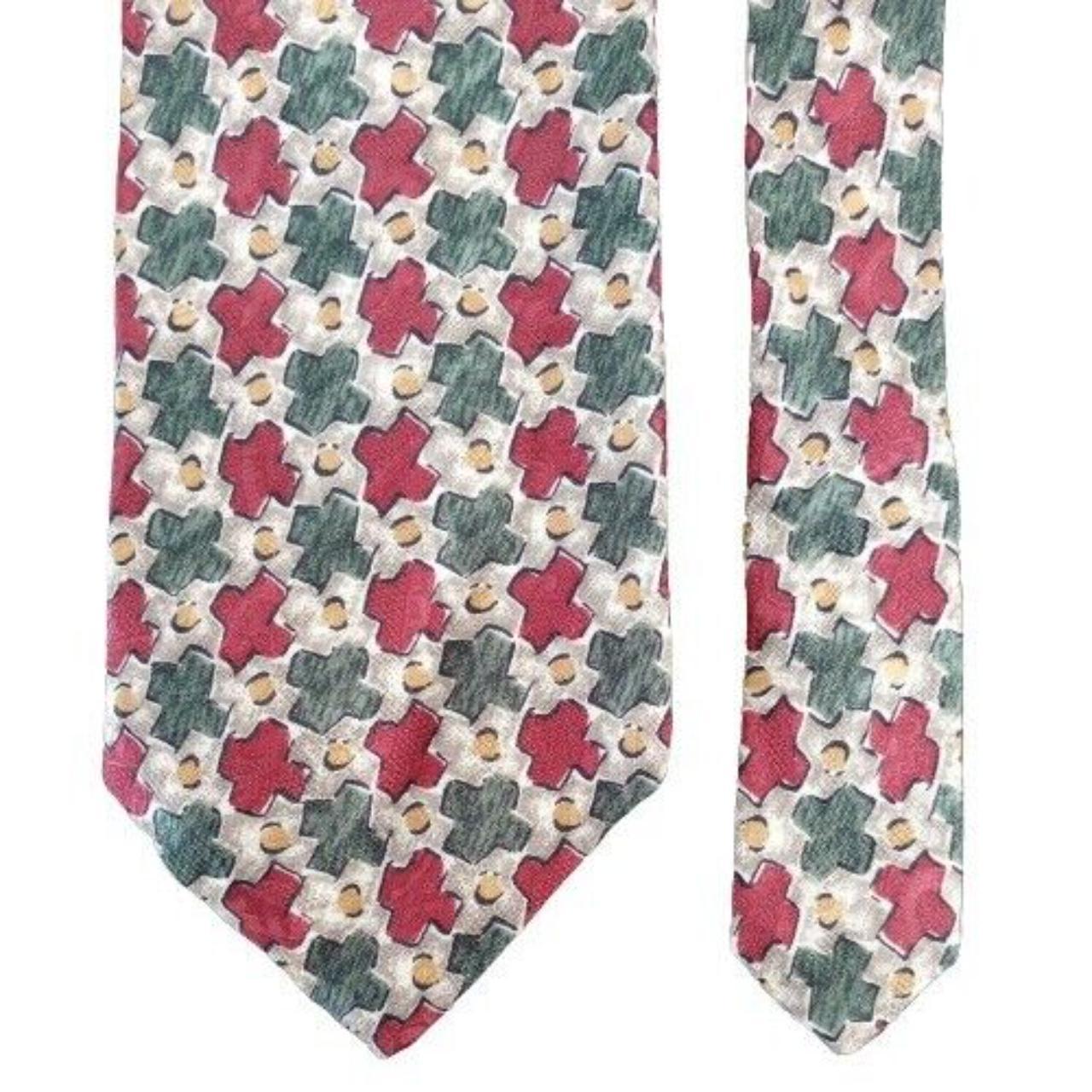 Boston Traders Mens Necktie Tie Red Green Beige... - Depop