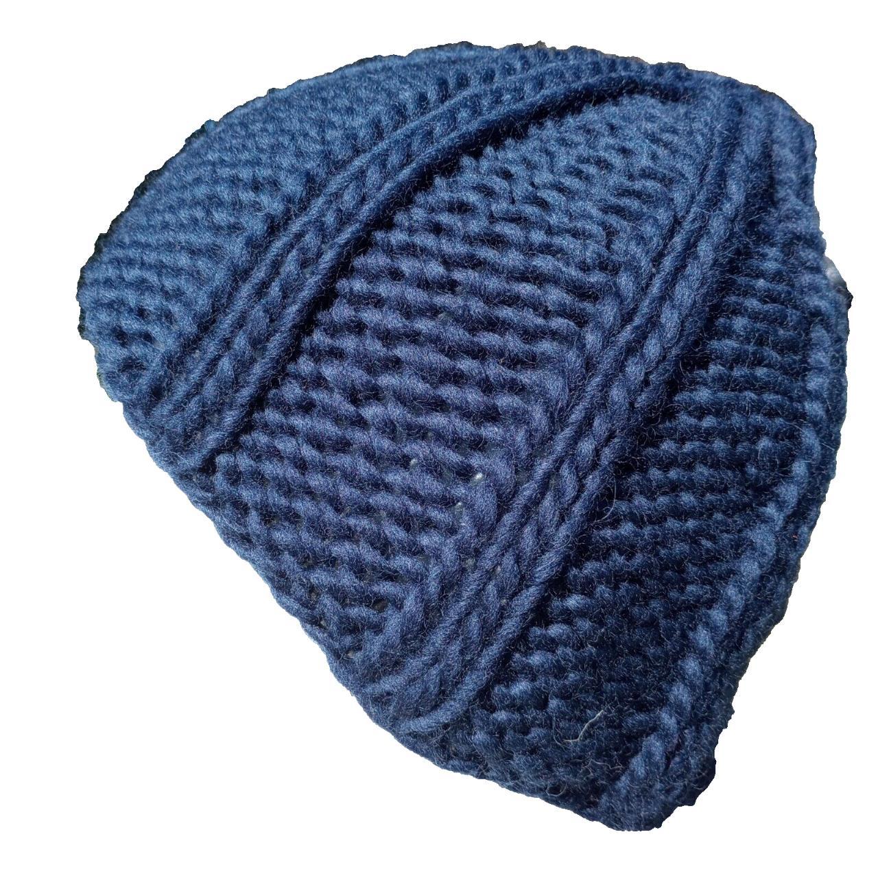 Mens Sailor Hat Hand Knit Chunky Navy Marine Blue...