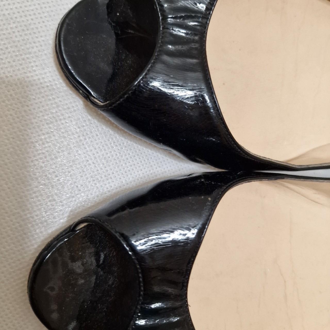 CHRISTIAN LOUBOUTIN Black Patent Leather Peep Toe... - Depop