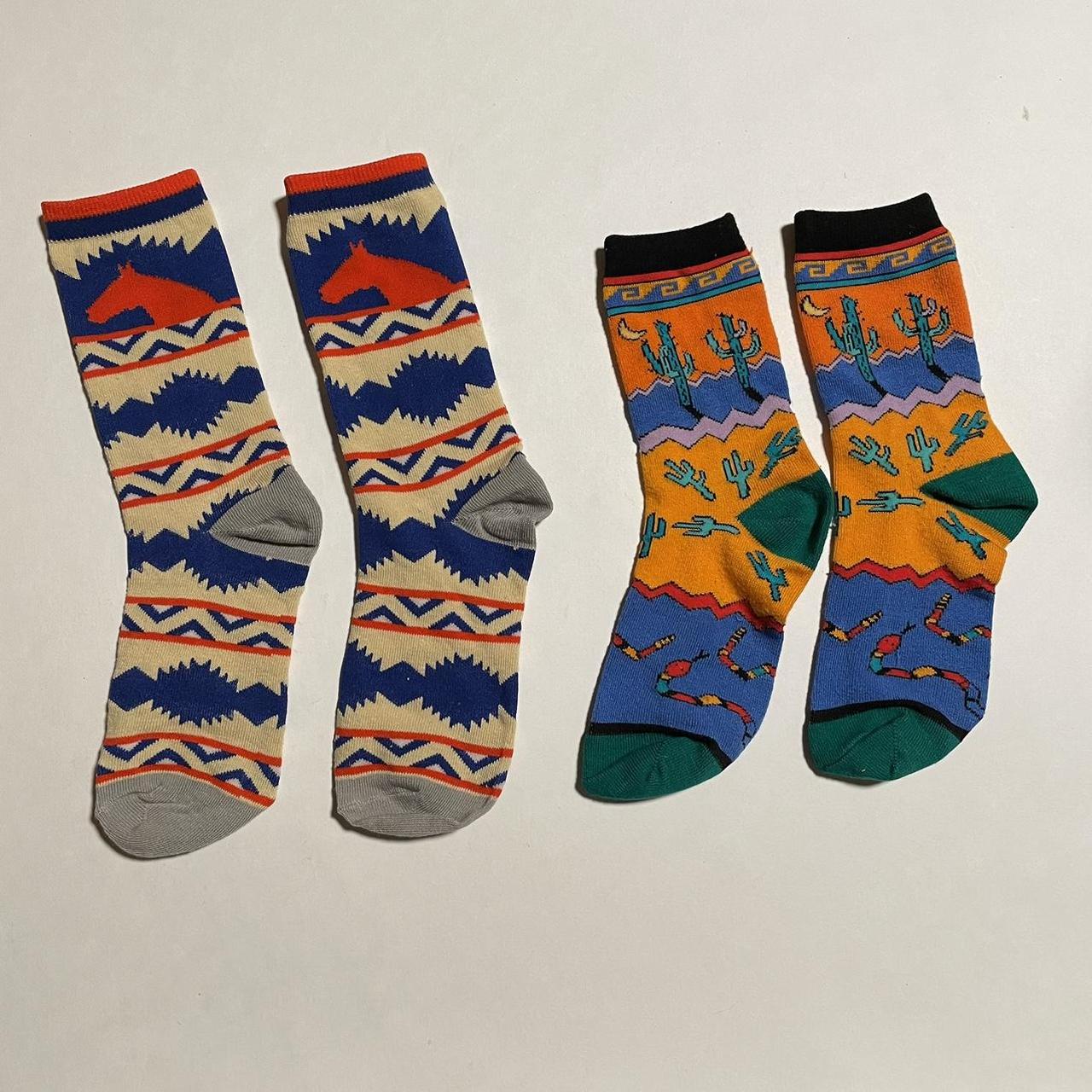 Women's Orange and Blue Socks Depop