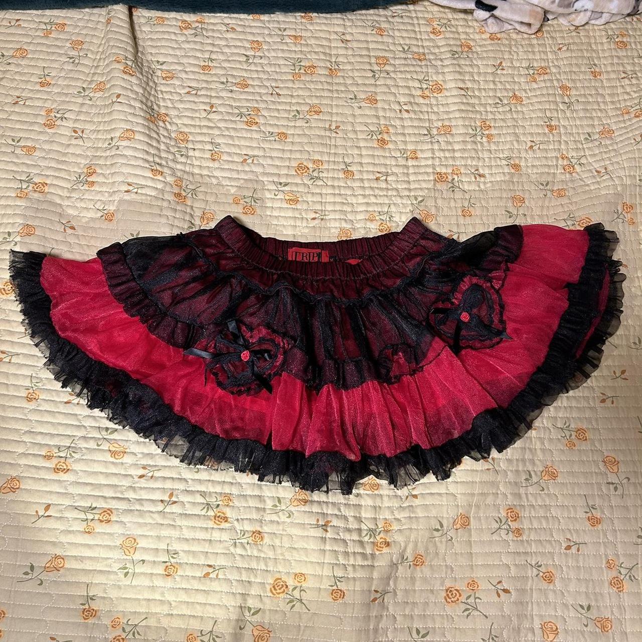 Red & Black Tripp NYC Goth Tutu Mini Skirt with... - Depop