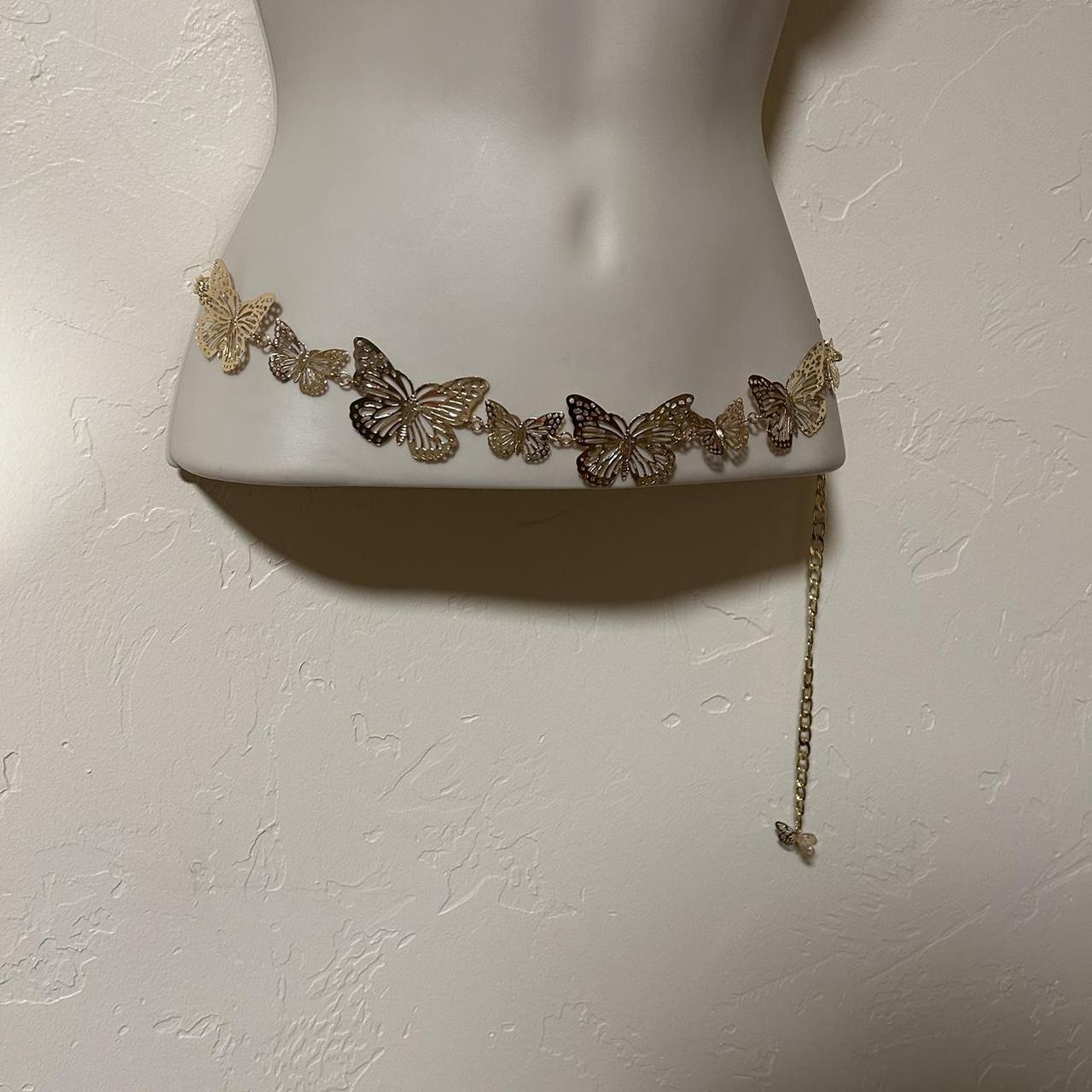 小物 archive D.I.A butterfly chain belt y2k Y2K Butterfly Belt Gold Toned Chain Belt 38” end to | Depop