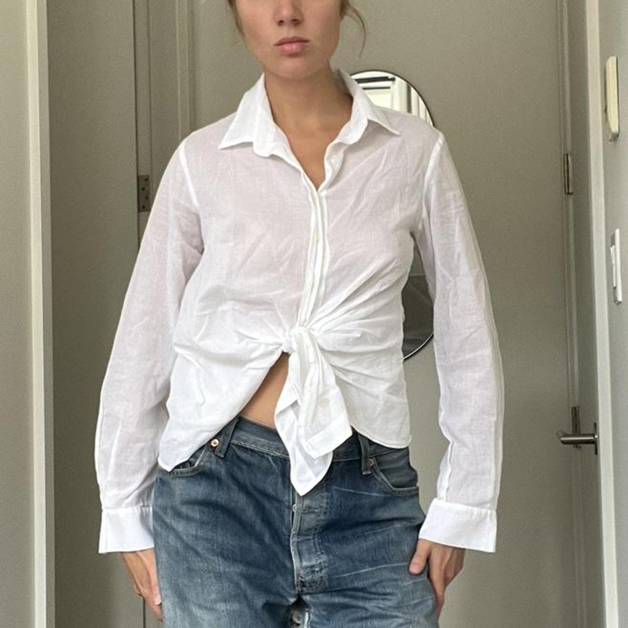 Sheer See Through Shirts for Women High Low Hem Collared