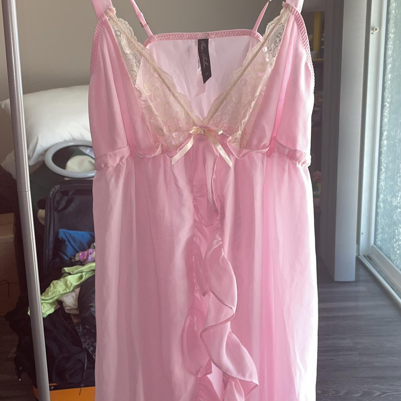 Sheer pink babydoll lingerie cami by Floras Frollies. Depop