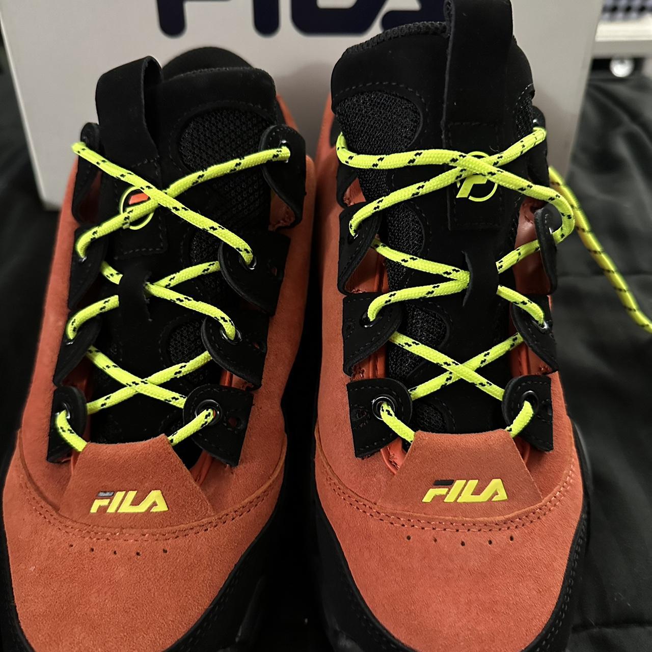 fila black and orange shoes