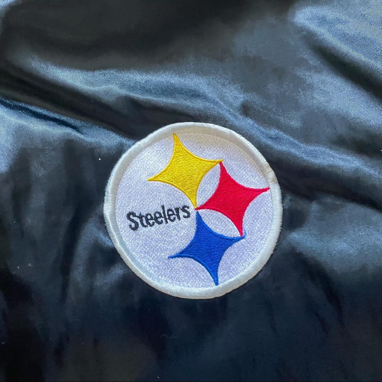 PITTSBURGH STEELERS CHEST HIT LOGO SATIN JACKET (YELLOW) – Pro