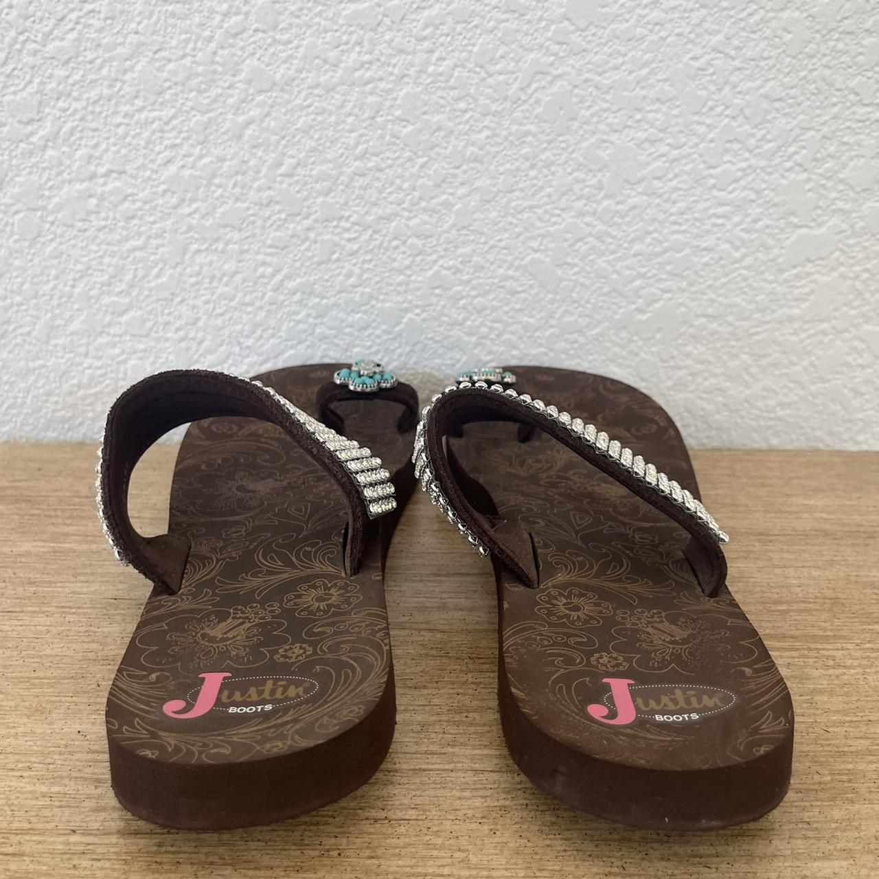 Justin Boots Womens Flip Flops Sandals Bling. Depop