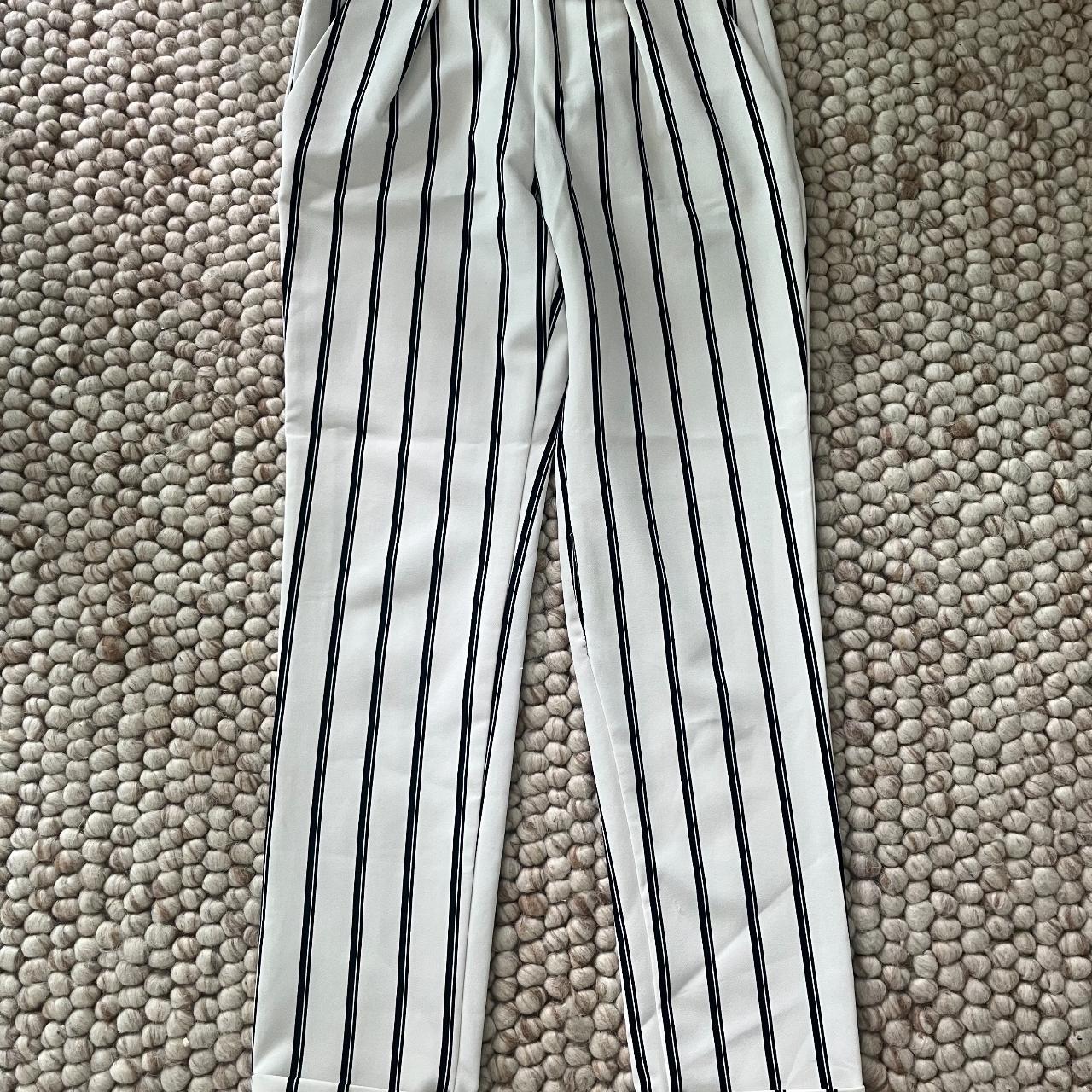 ZARA Black Trousers Side Stripe Pants Black White SIZE XS #5787K | eBay