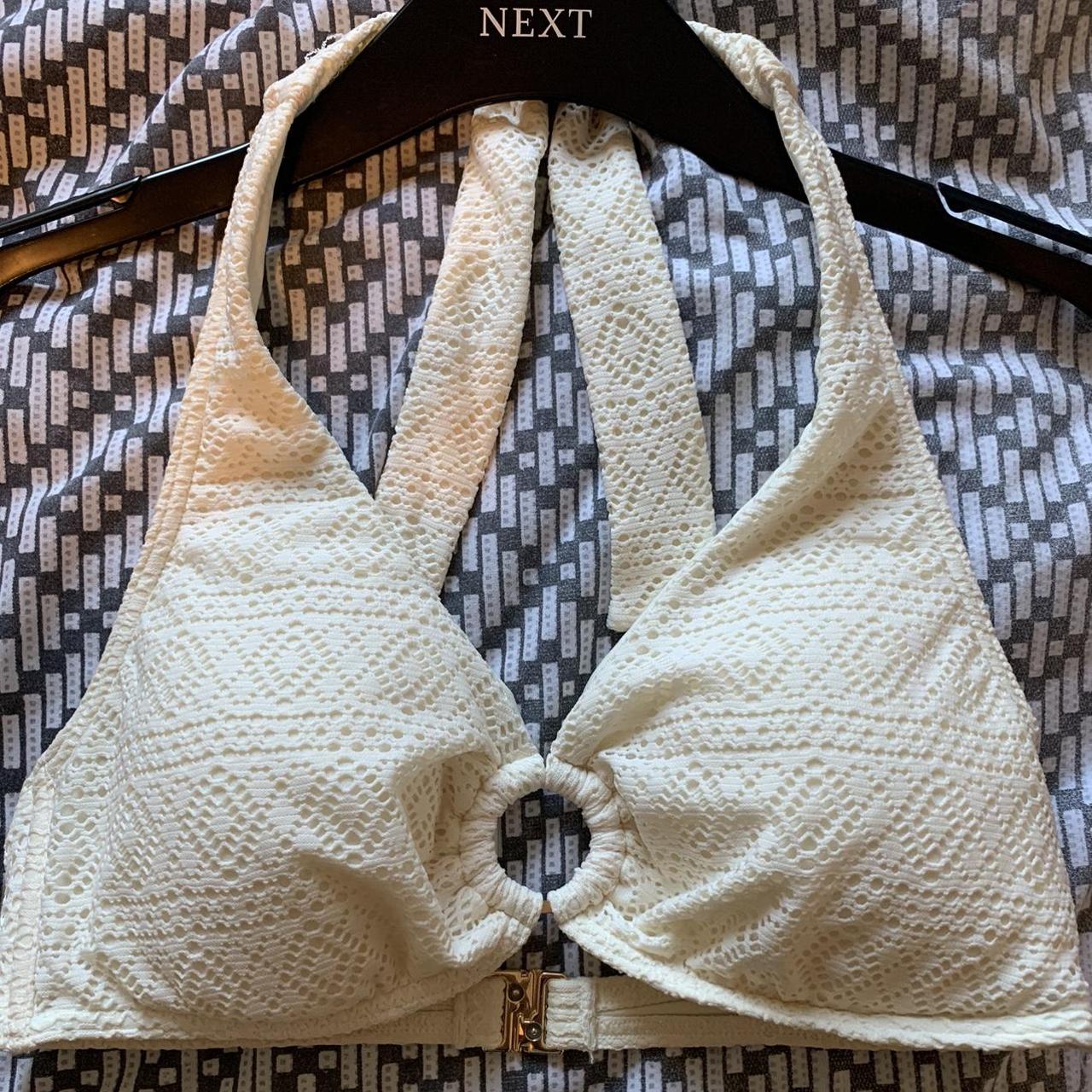 Marks & Spencer Cream Textured Bikini Halterneck... Depop